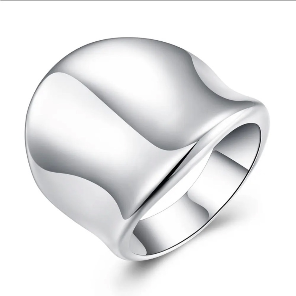 925 Sterling silver WIDE BAND SHINY RING